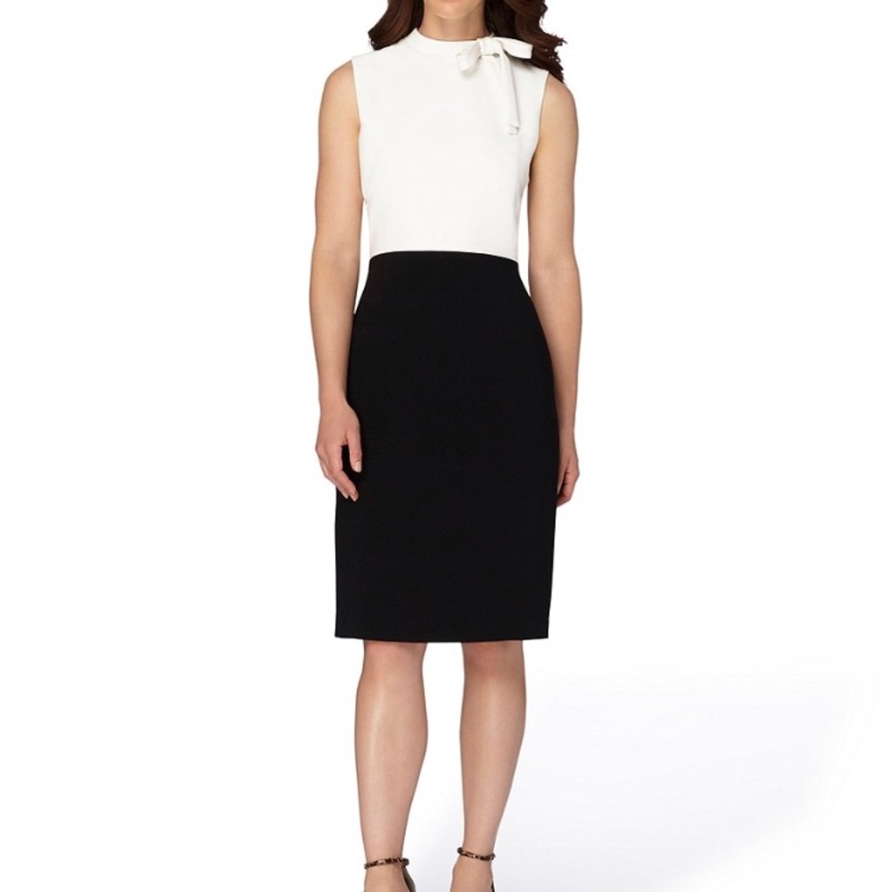 Tahari ASL Bow-Tie Neck Sleeveless Sheath Dress